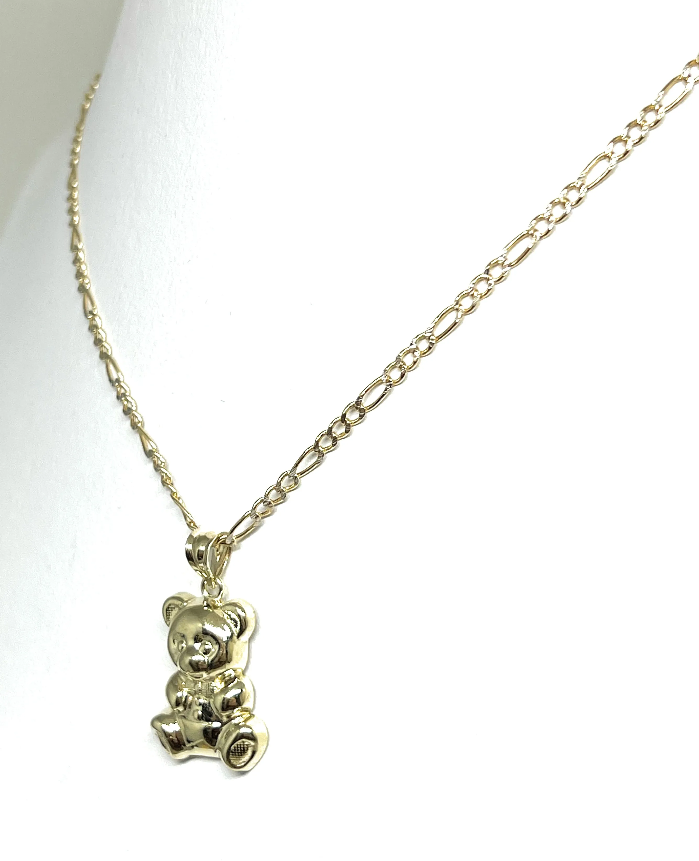 10k Solid Gold Teddy Bear Pendant Necklace