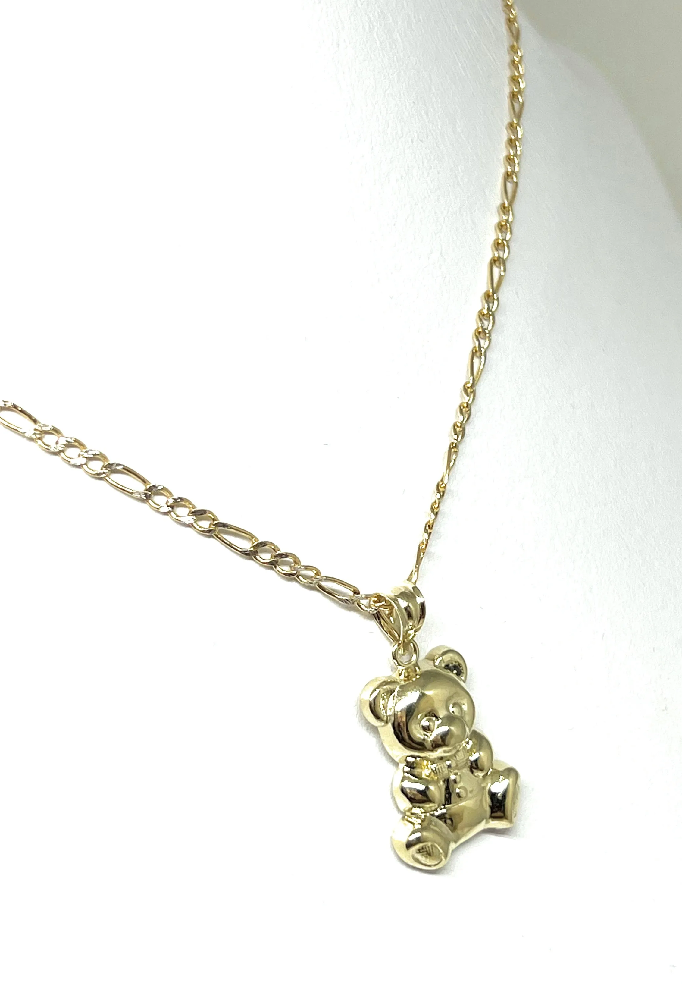 10k Solid Gold Teddy Bear Pendant Necklace