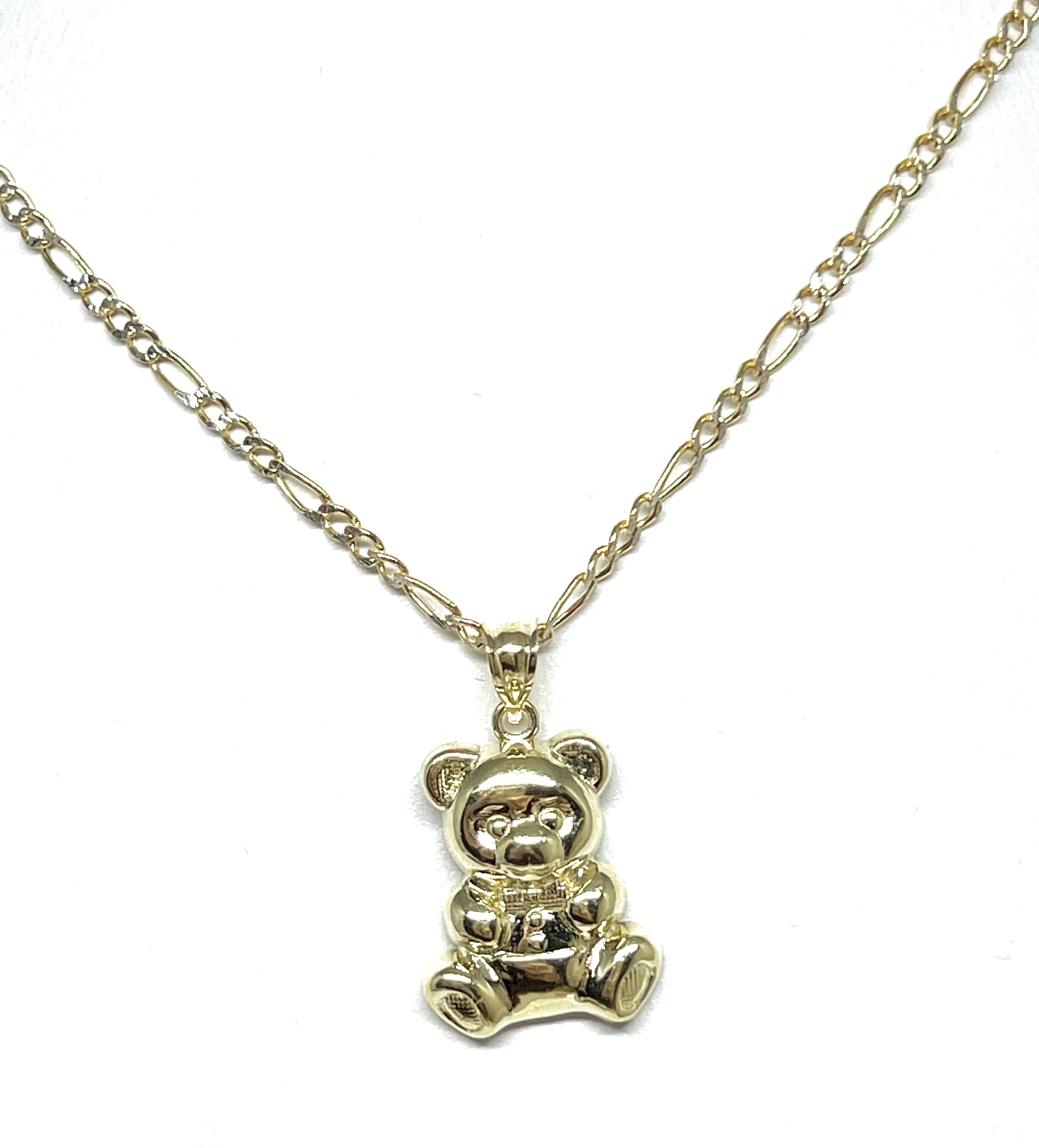 10k Solid Gold Teddy Bear Pendant Necklace