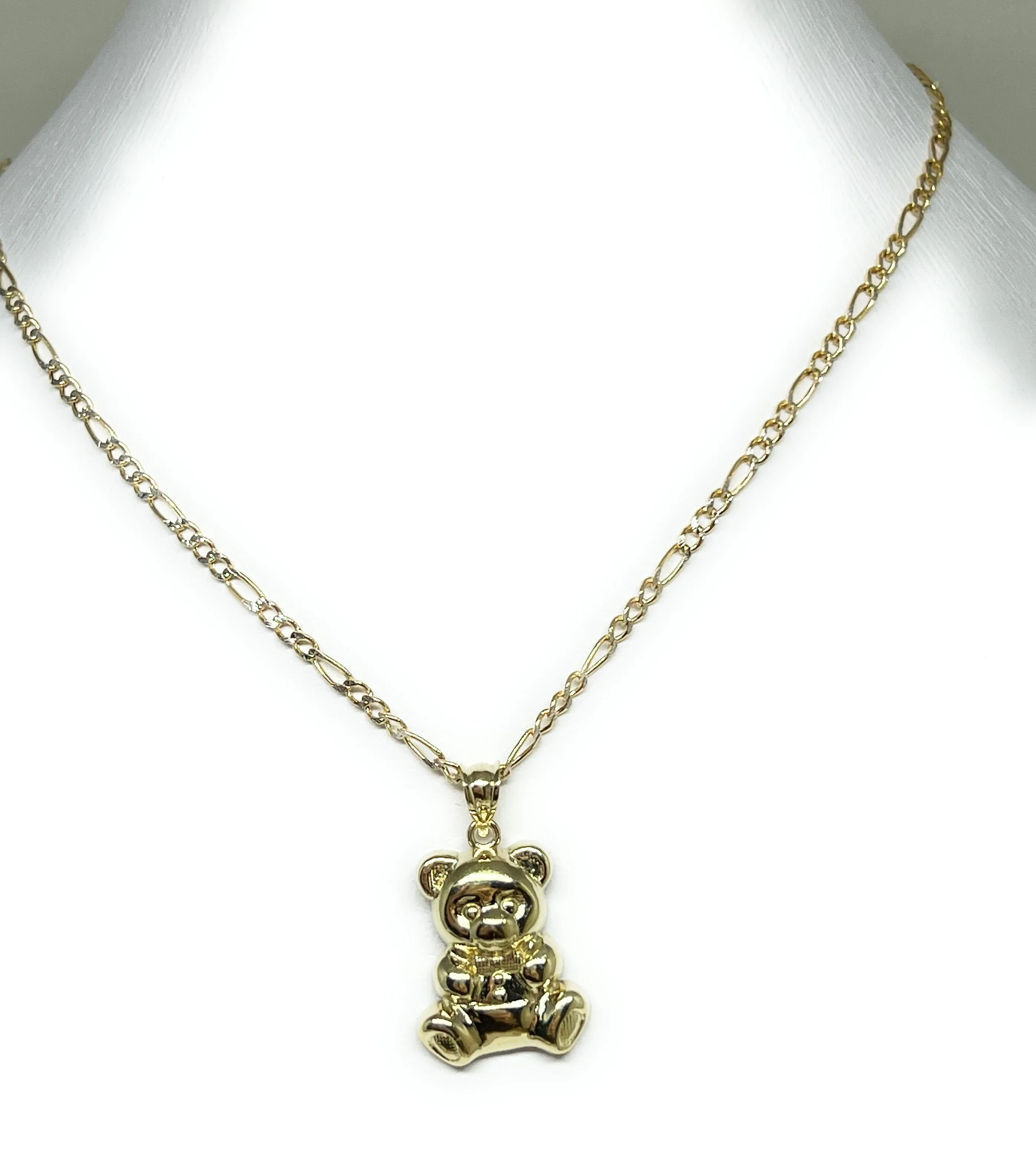 10k Solid Gold Teddy Bear Pendant Necklace