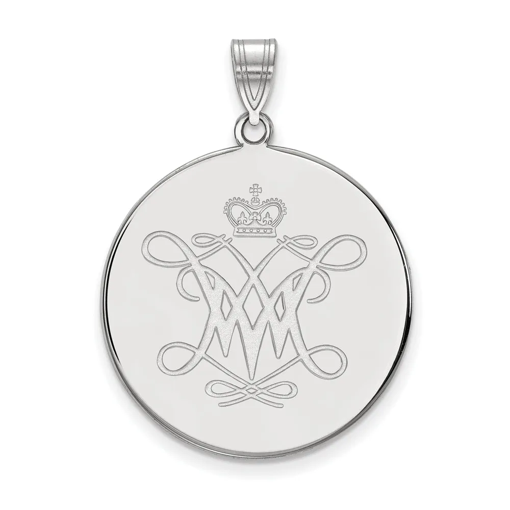 10k White Gold William and Mary XL Disc Pendant