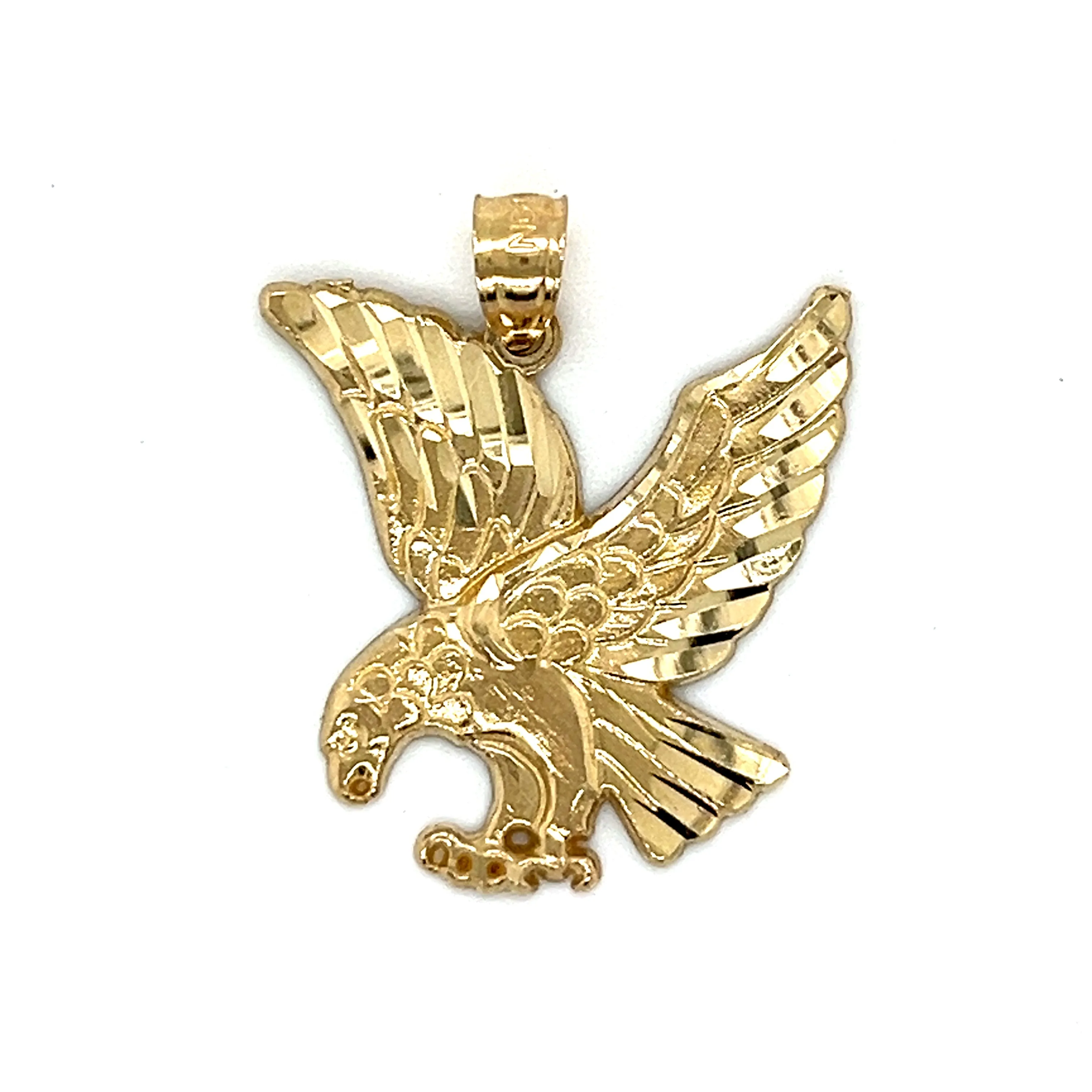 14K Gold Beautiful Flying Eagle Pendant