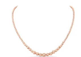 14K Rose Gold Graduated Diamond Cut Bead Necklace