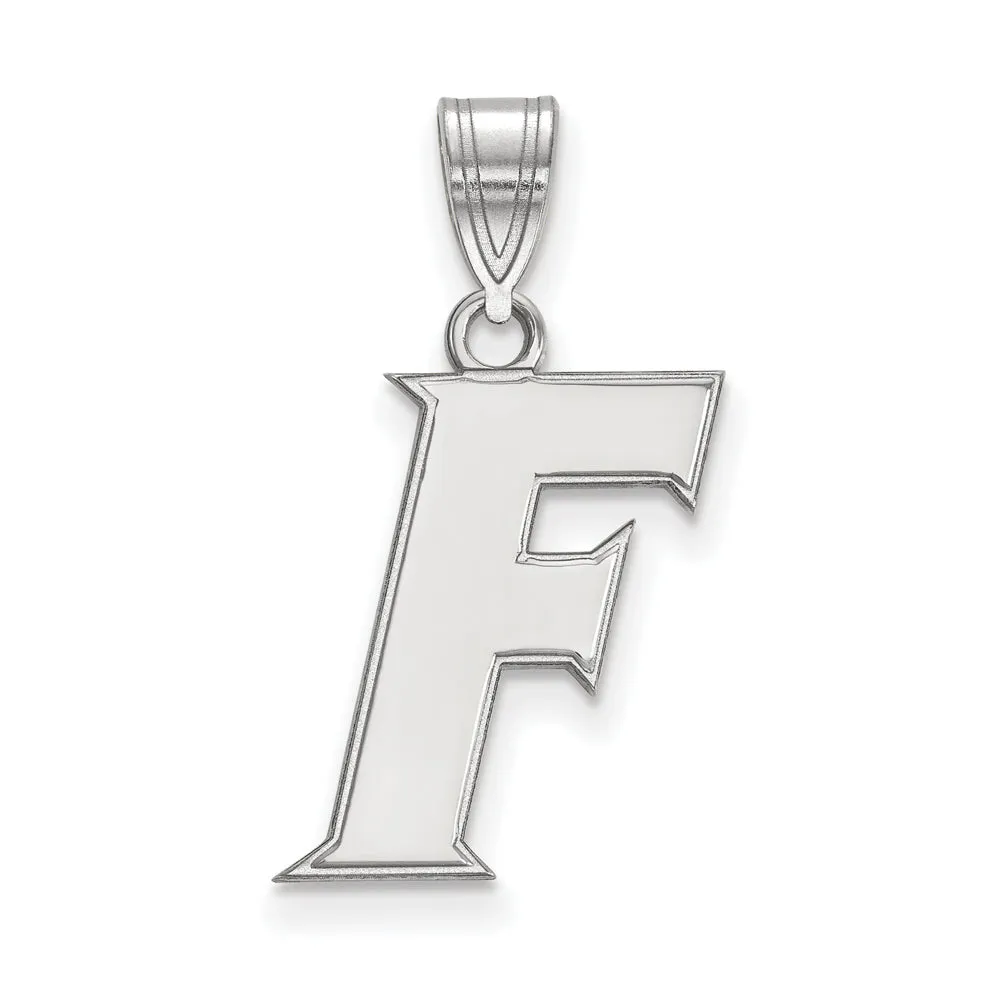 14k White Gold U of Florida Medium Initial F Pendant