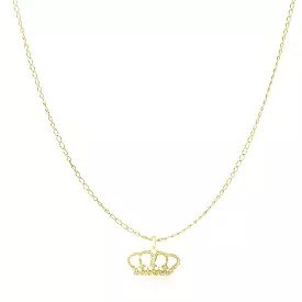 14k Yellow Gold Textured Crown Design Pendant