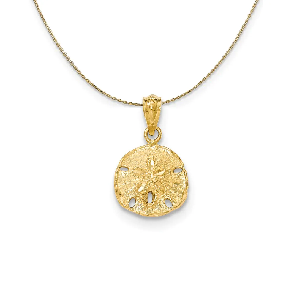 14k Yellow Gold Textured Sand Dollar Necklace