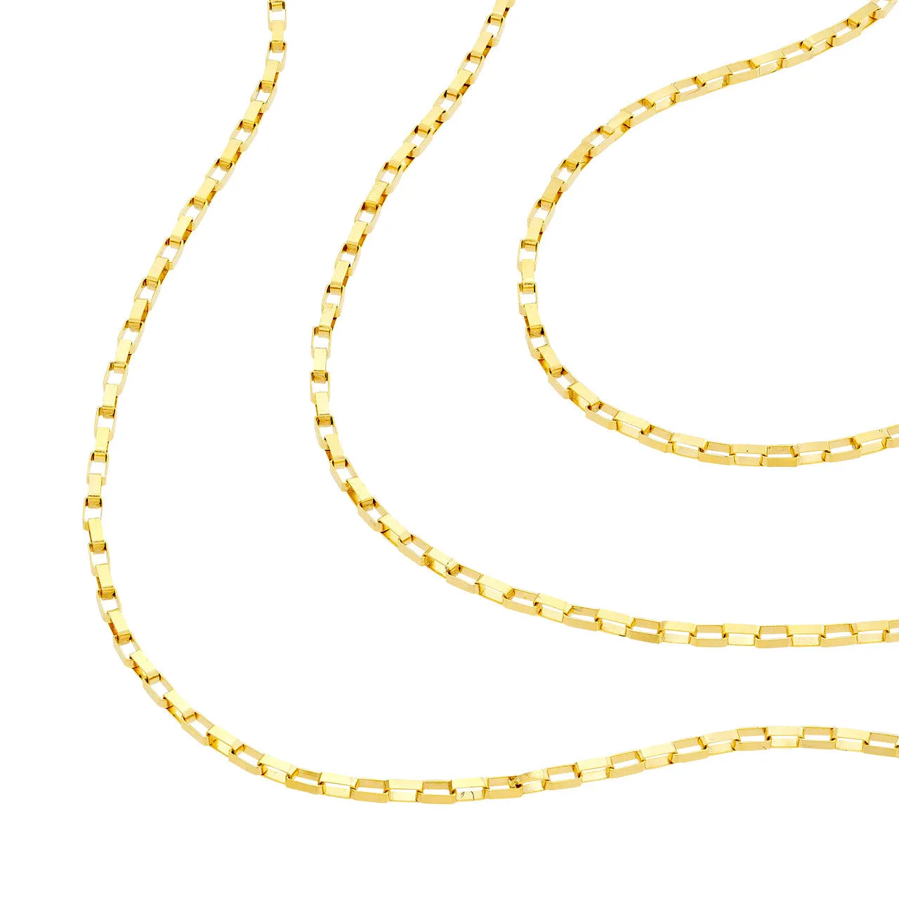 14K Yellow Gold Triple Graduated Box Link Necklace