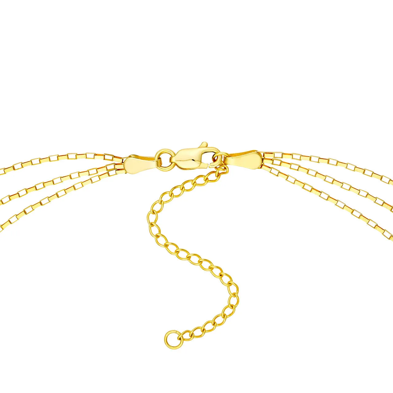 14K Yellow Gold Triple Graduated Box Link Necklace