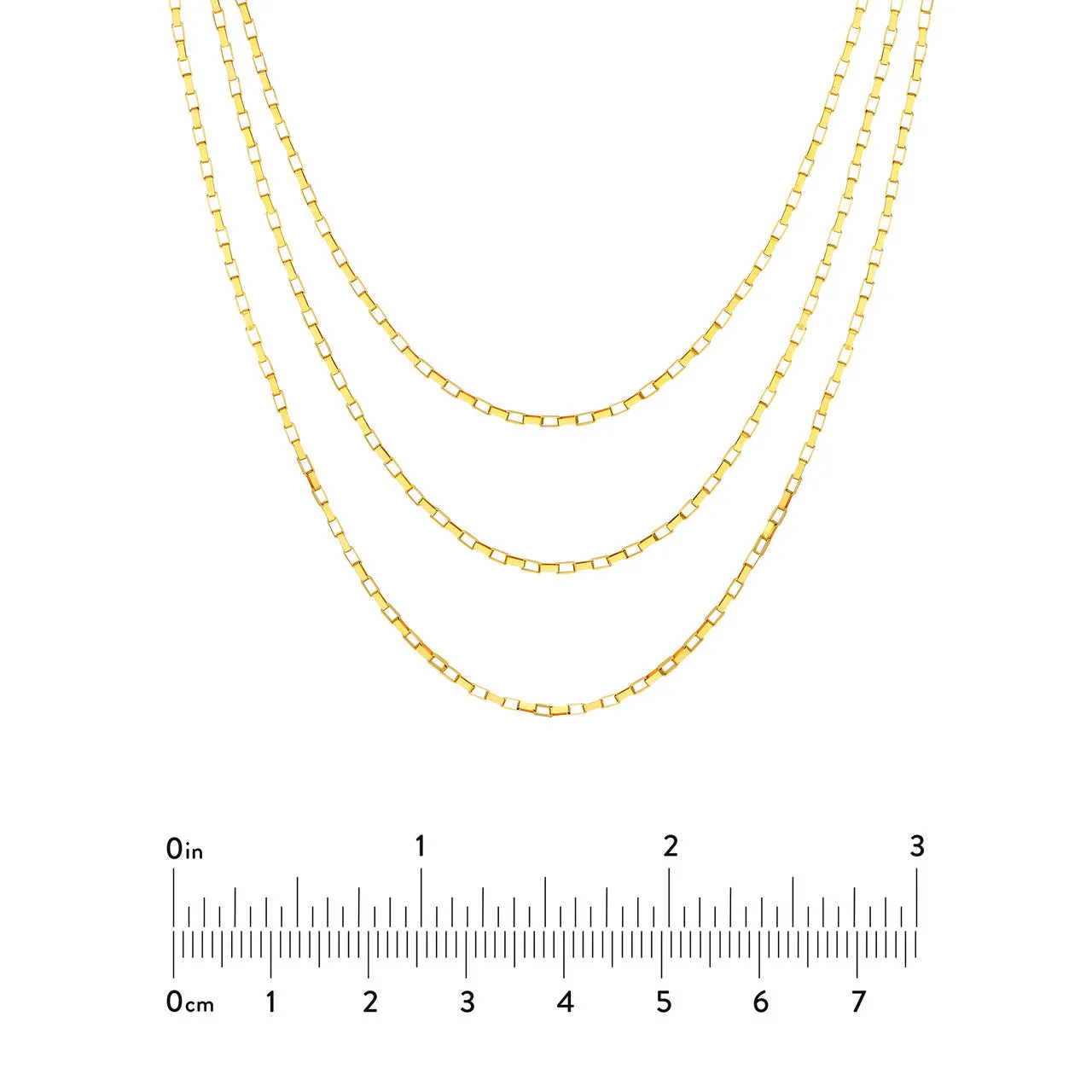 14K Yellow Gold Triple Graduated Box Link Necklace