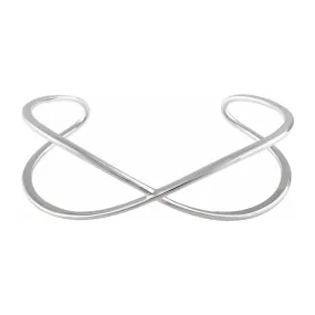 14K Yellow or White Gold Crisscross Cuff Bracelet, 7 Inch