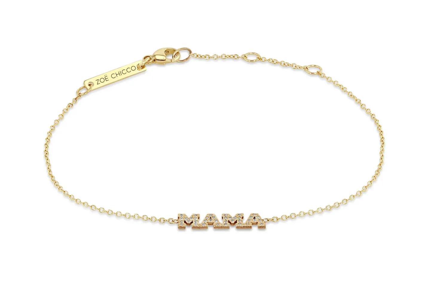 14KT  ITTY BITTY PAV DIAMOND MAMA BRACELET