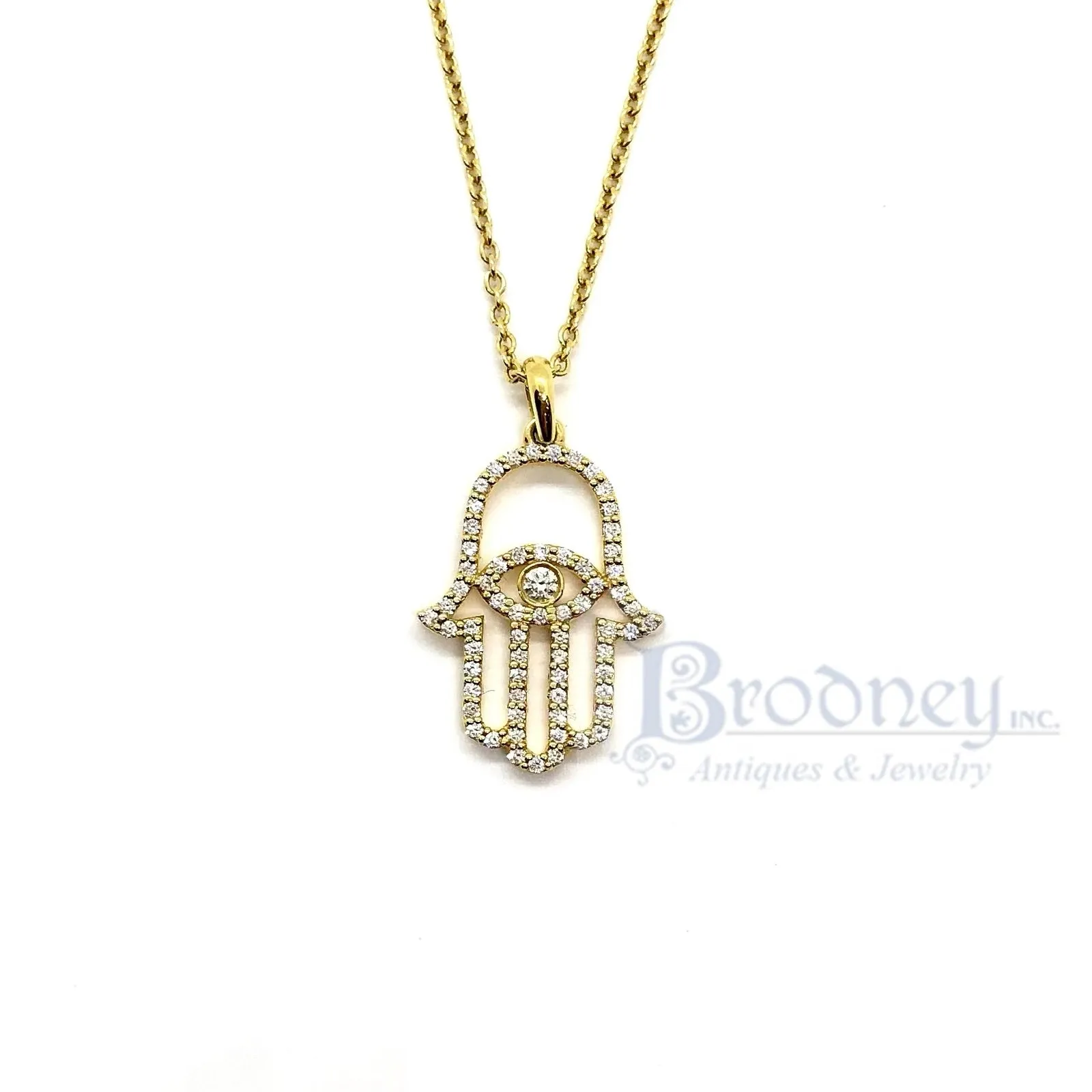 18 Kt Gold and Diamond Hamsa Hand Pendant