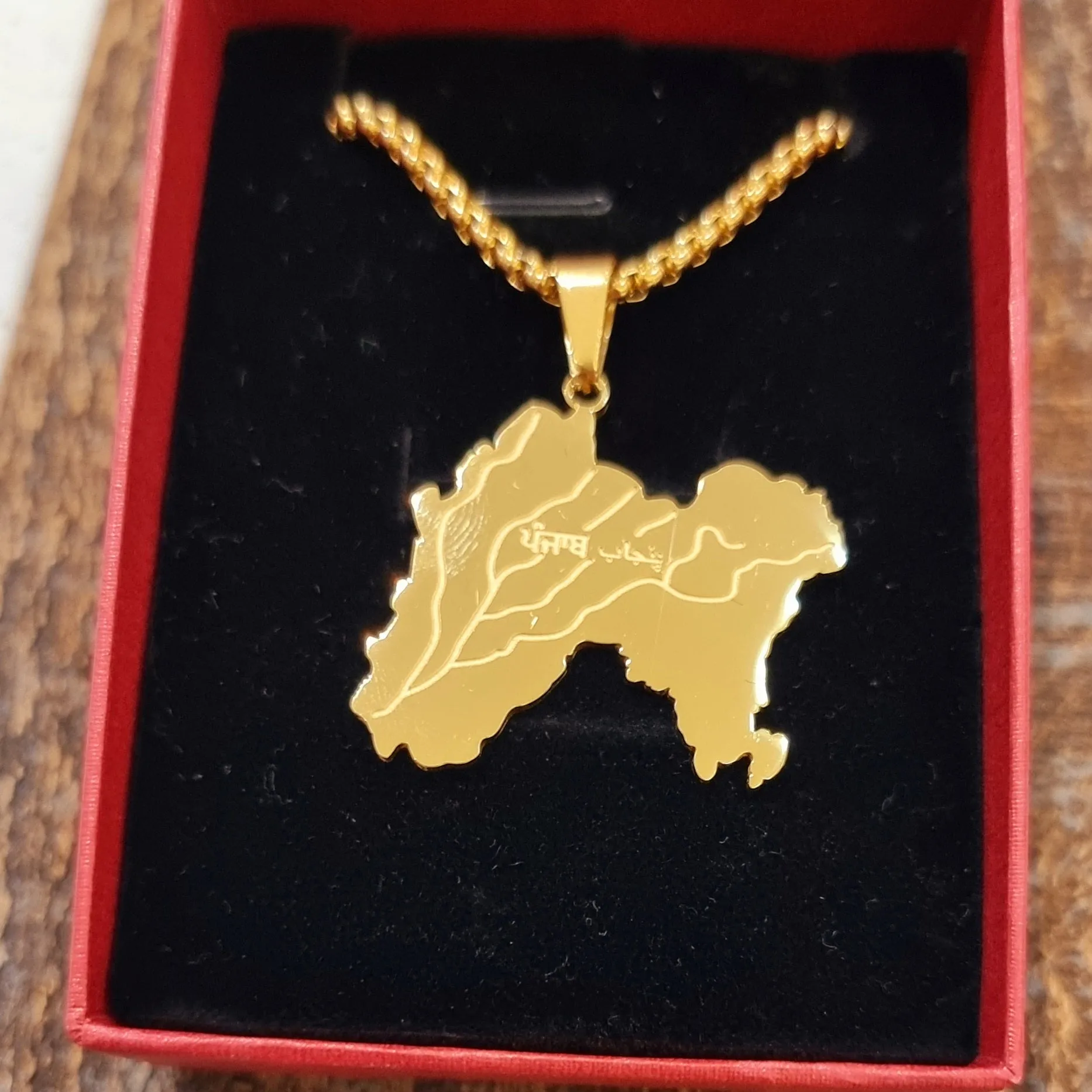 1908 Undivided Punjab Map Pendant Necklace