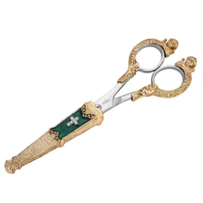 1928 Jewelry Crystal Cross Enamel Scissor Holder With Scissors