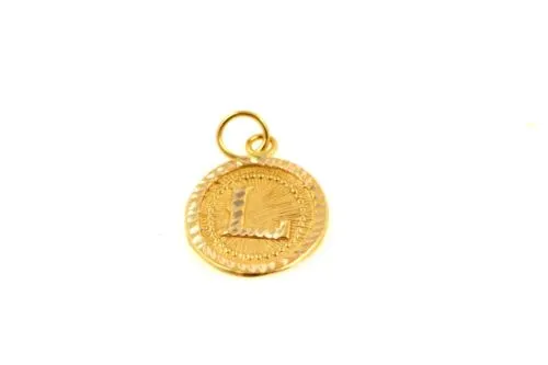 22k 22ct Solid Gold Charm Letter L Pendant Oval Design p1473 ns