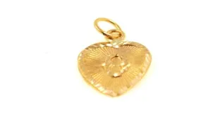 22k 22ct Solid Gold Charm Letter O Pendant Heart Design p1190 ns