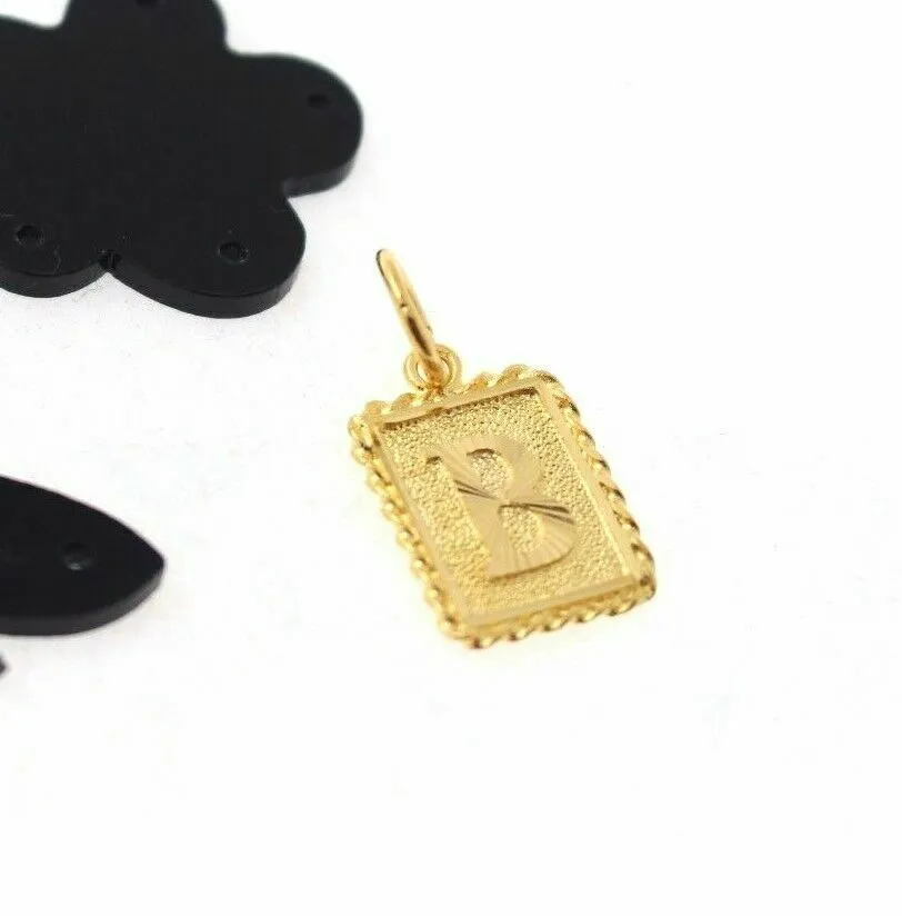 22k 22ct Solid Yellow Gold Exquisite RECTANGLE SHAPE LETTER B Pendant P819