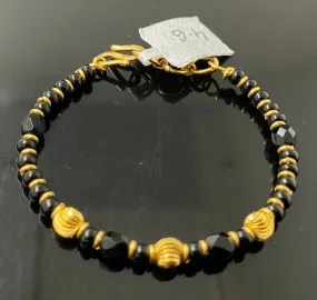 22K Solid Gold Black Beads Bracelet CB1511