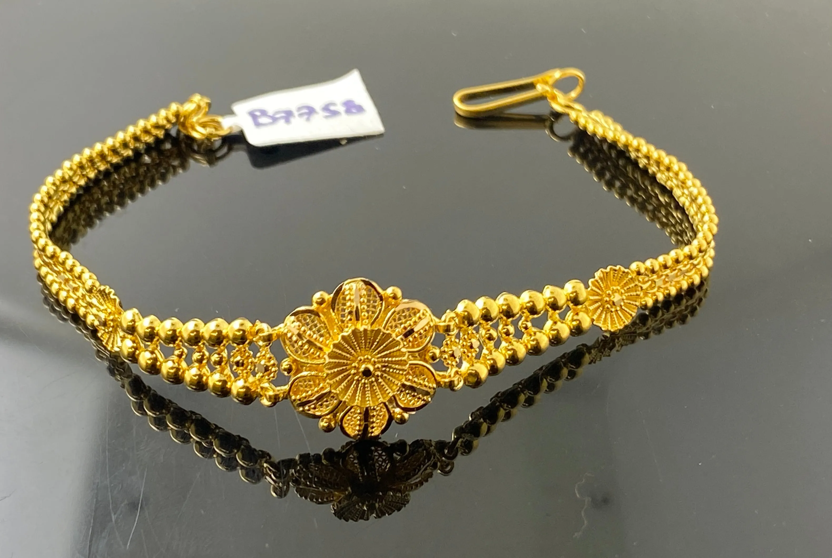 22K Solid Gold Filigree Bracelet B7758