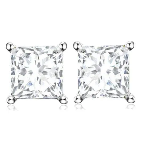 3.66 CT CREATED WHITE SAPPHIRE 10KT SOLID GOLD EARRINGS STUD