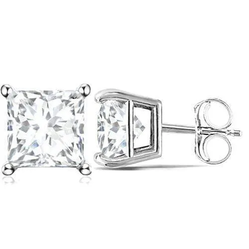 3.66 CT CREATED WHITE SAPPHIRE 10KT SOLID GOLD EARRINGS STUD