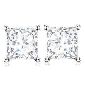 3.66 CT CREATED WHITE SAPPHIRE 10KT SOLID GOLD EARRINGS STUD