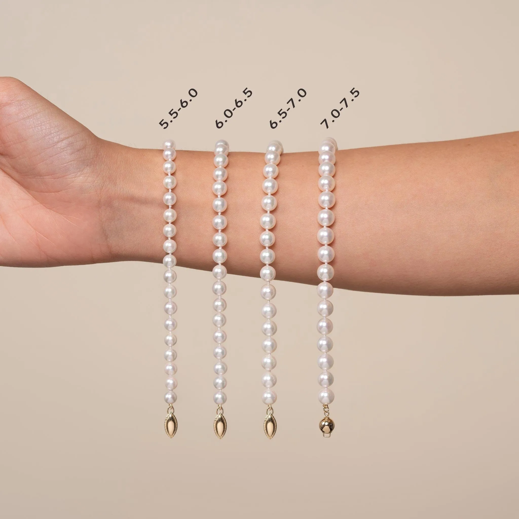 6.5-7.0 mm White Akoya AA+ Pearl Bracelet