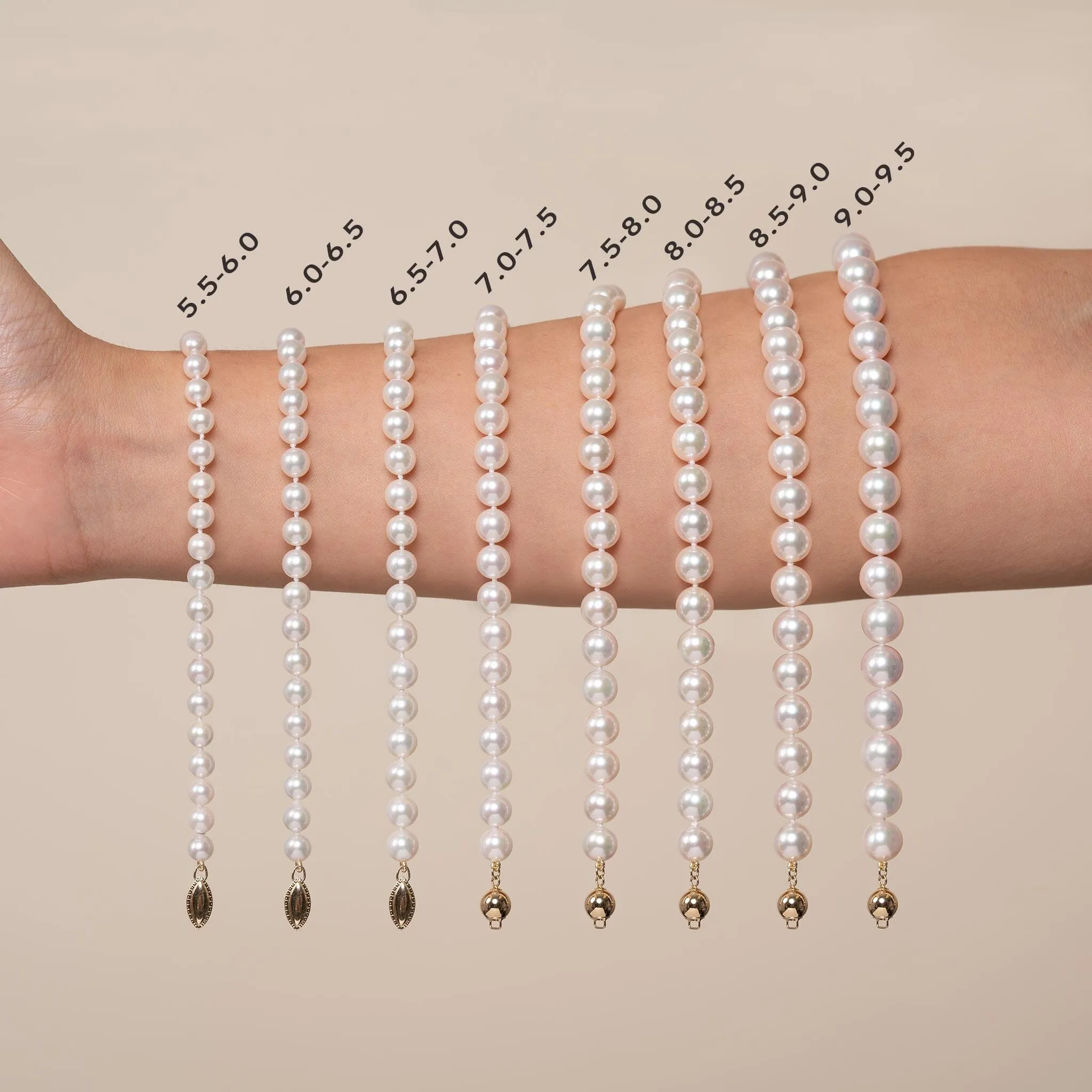 6.5-7.0 mm White Akoya AA+ Pearl Bracelet