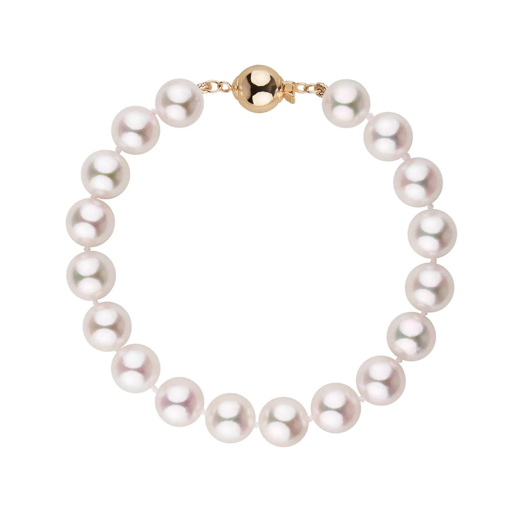 9.0-9.5 mm AAA Bright White Rose Tone Akoya Pearl Bracelet