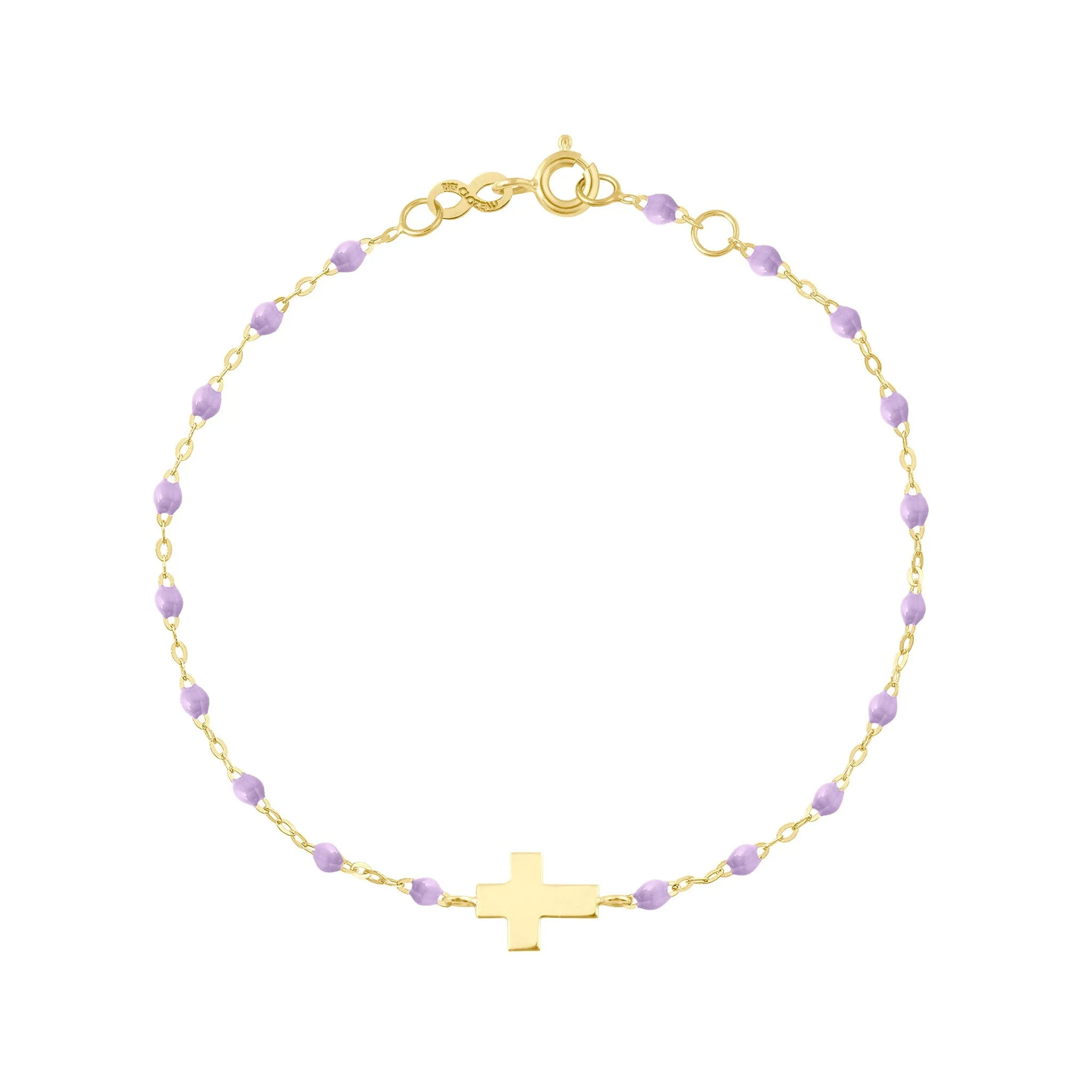 Baby Cross Charm Classic Gigi Lilac bracelet, Yellow Gold, 5.1