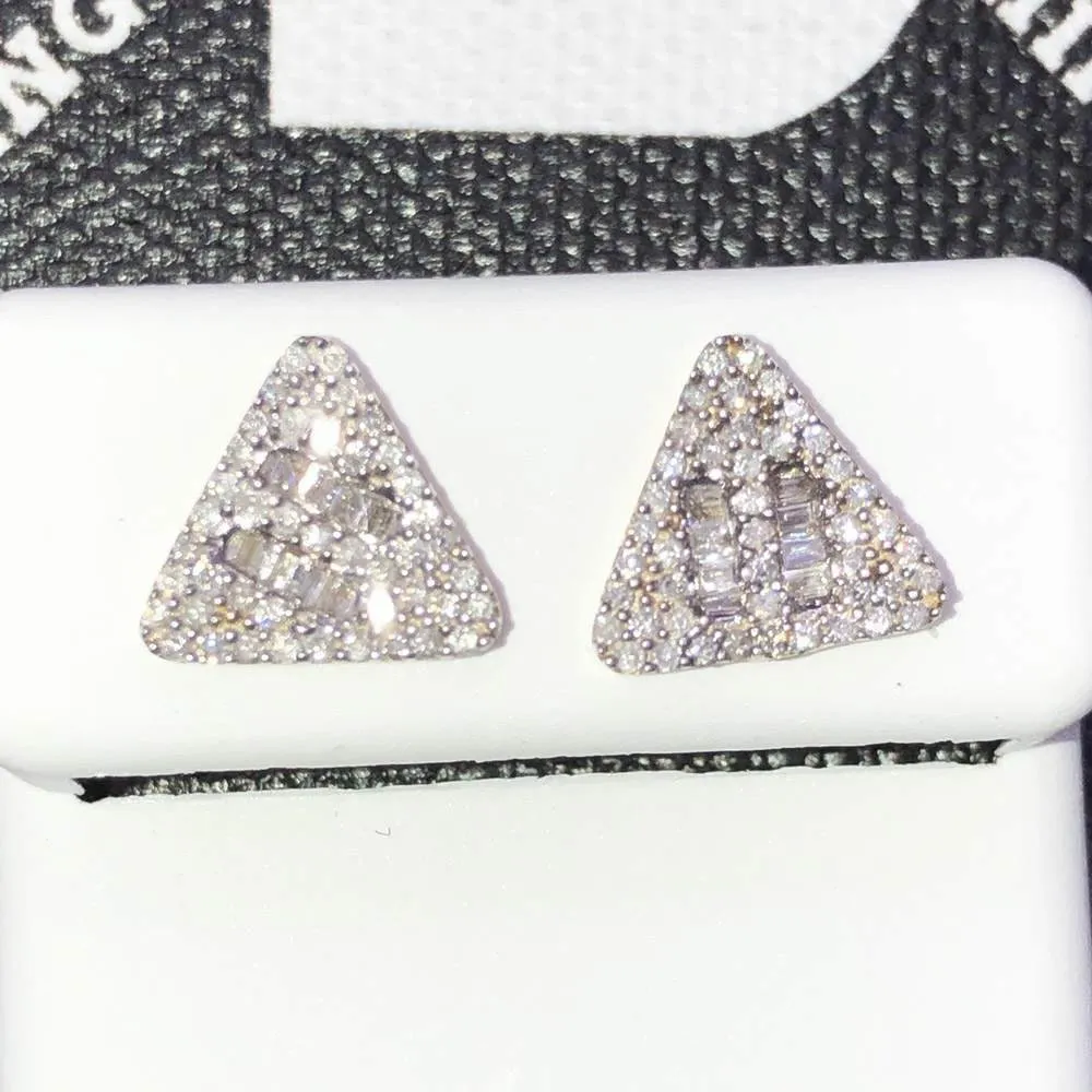 Baguette Triangle .51cttw Diamond Earrings 10K Yellow Gold