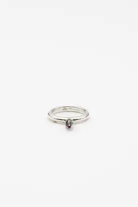 Bar Silver And Ruby Bud Ring