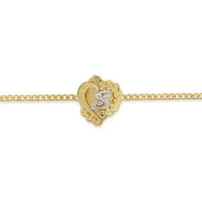 Better Jewelry Initial Heart 10K Gold Double Plate Bracelet