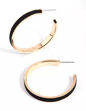 Black Glitter Hoop Earrings