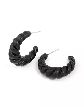 Black Twisted Rope Hoop Earrings