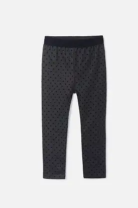 Black Velvet Polka Dot Leggings