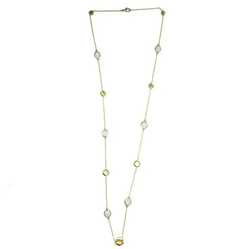 Brushed Gold Toned Bead and Pave Chain Necklace Siviglia Marco Bicego Inspired