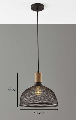 Caged Black Metal Large Ceiling Pendant