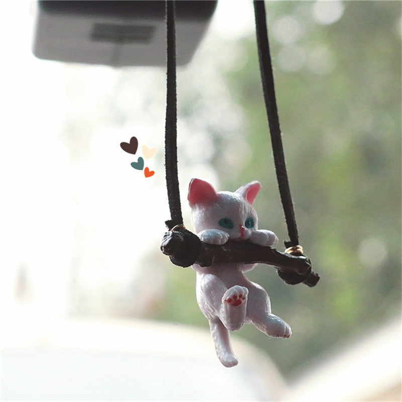 Car Pendant Creative Cute Branch Cat Rearview Mirror Pendant Car Interior Decoration