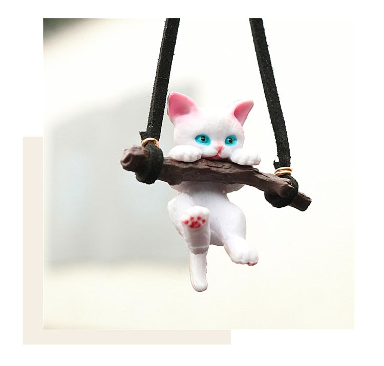 Car Pendant Creative Cute Branch Cat Rearview Mirror Pendant Car Interior Decoration