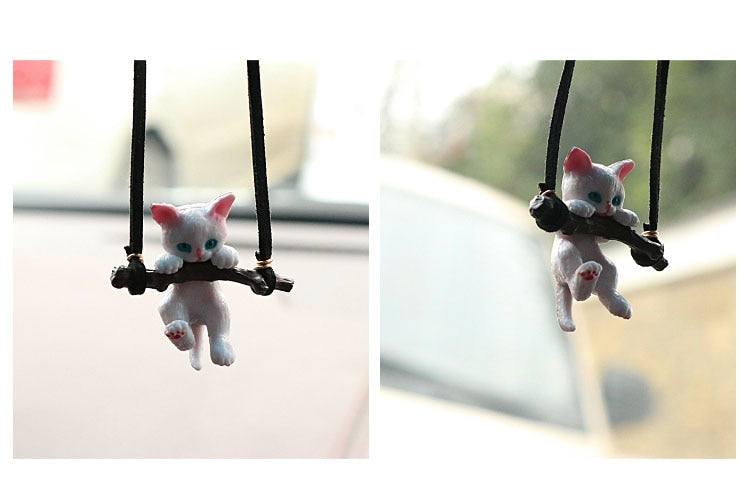 Car Pendant Creative Cute Branch Cat Rearview Mirror Pendant Car Interior Decoration