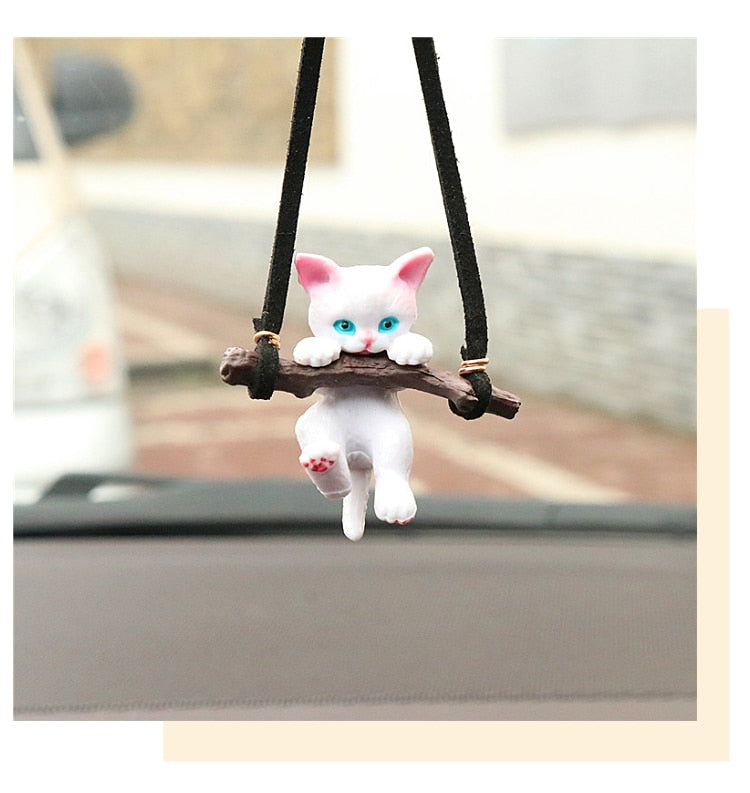 Car Pendant Creative Cute Branch Cat Rearview Mirror Pendant Car Interior Decoration