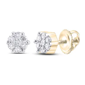 Cluster Diamond Earrings .15cttw 10K Yellow Gold