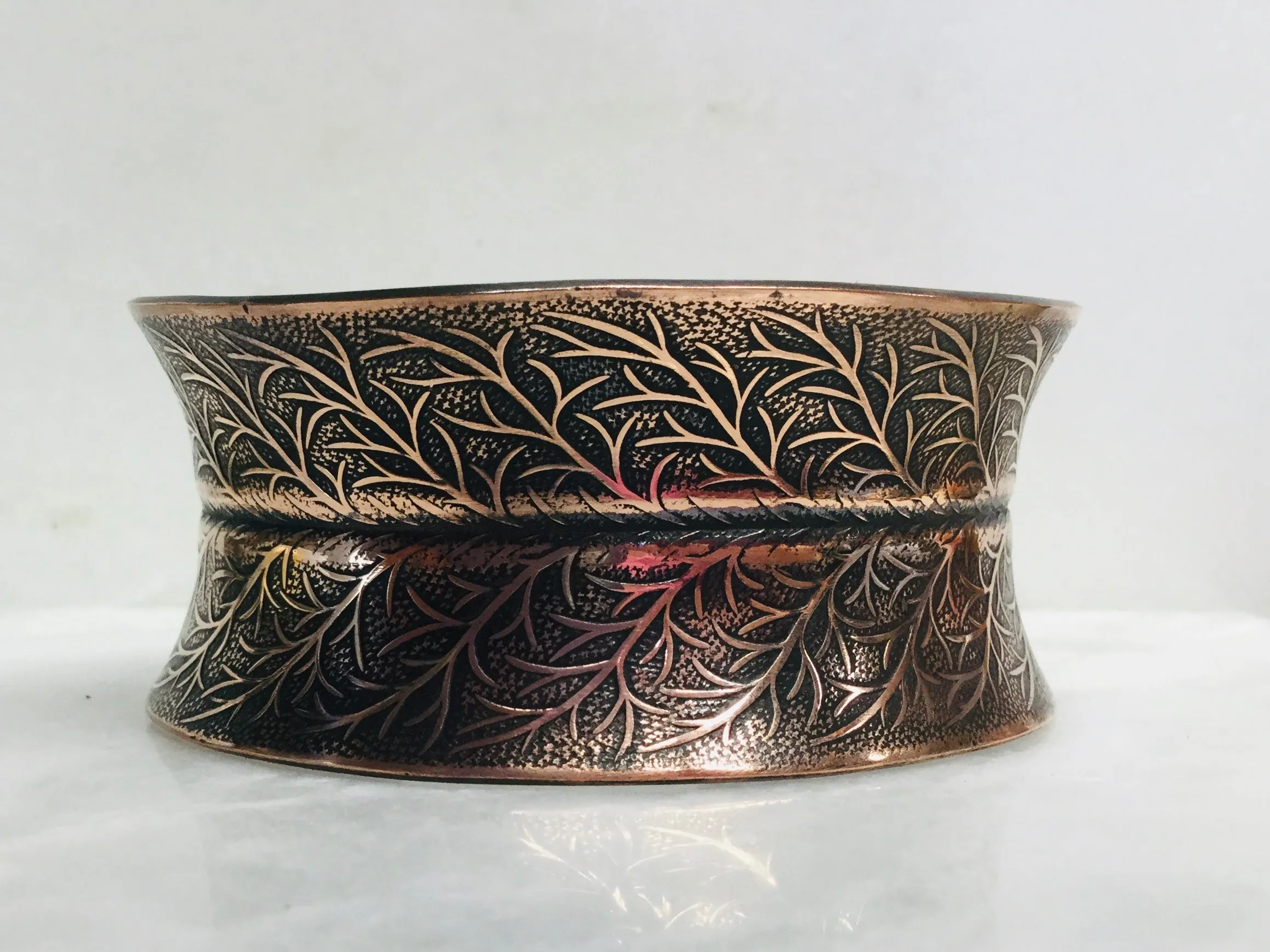 Copper Cuff Bracelet with Fern