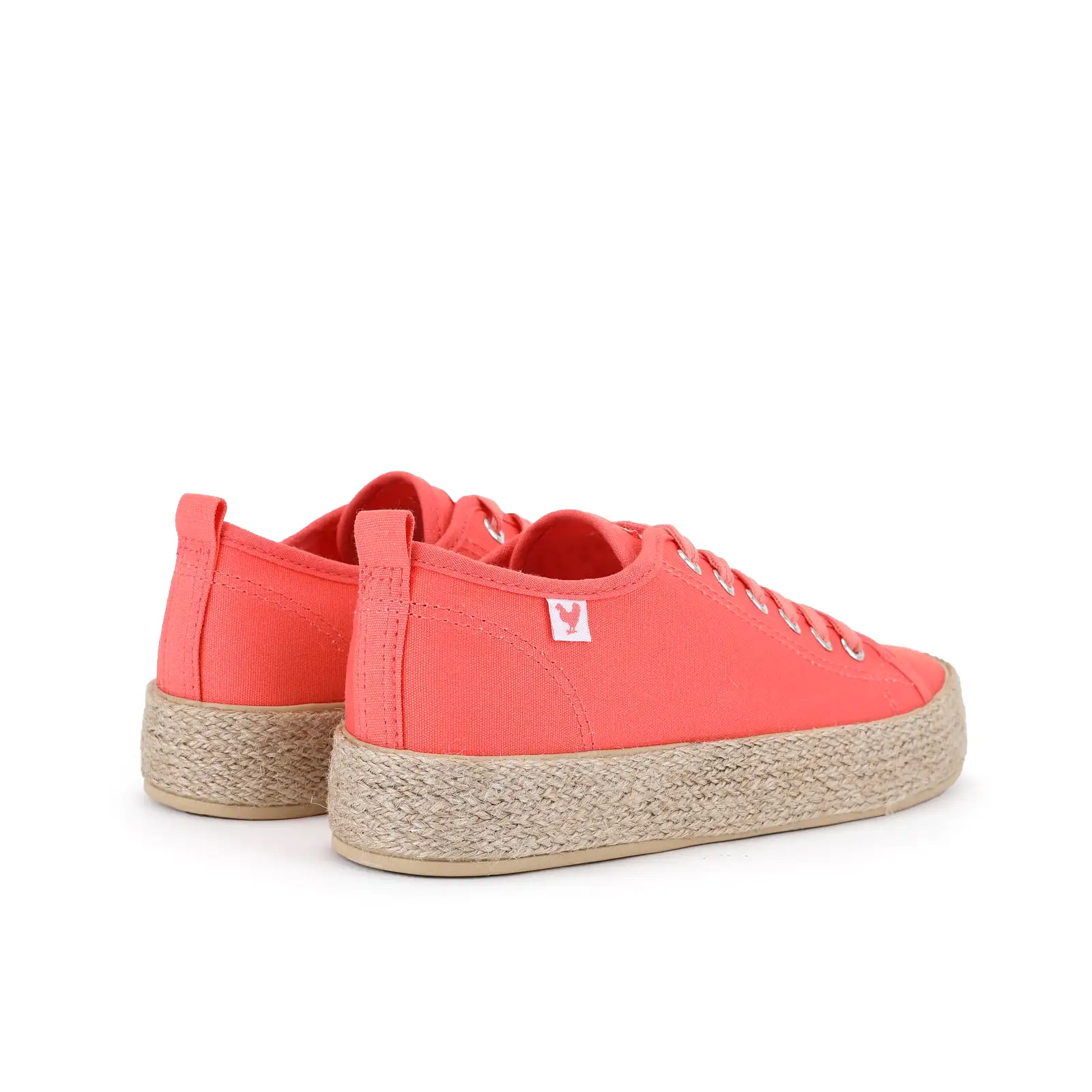 Coral red canvas lace-up espadrille sneakers