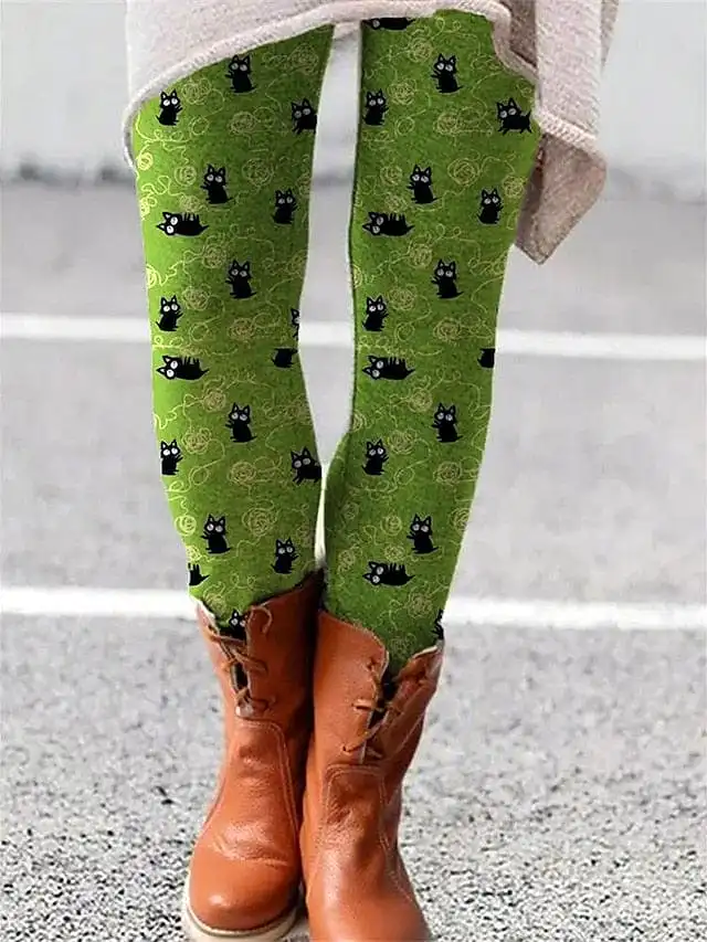 Cozy Winter Fleece-Lined Leggings with Stylish Prints for Women