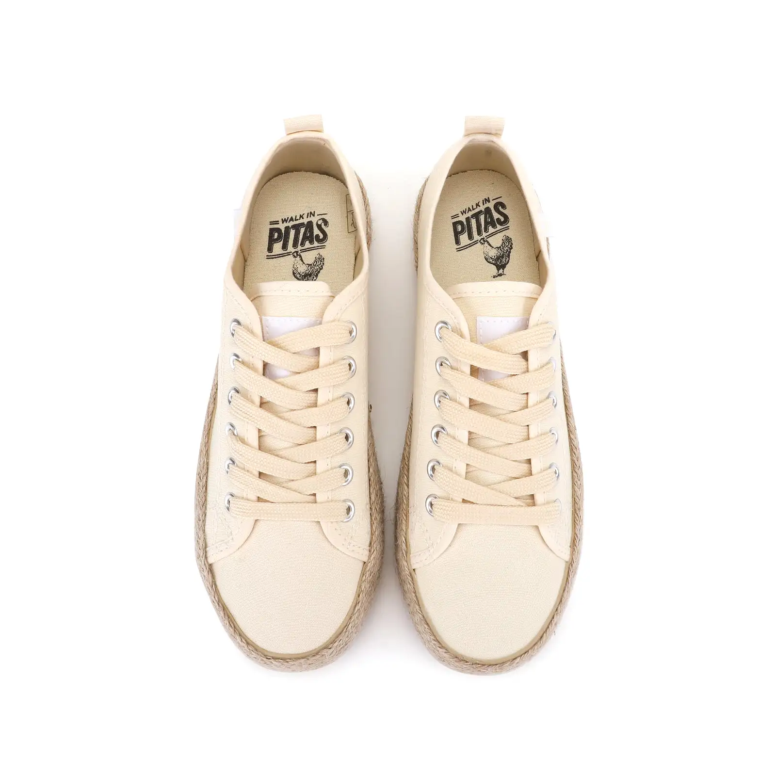 Cream white canvas lace-up espadrille sneakers