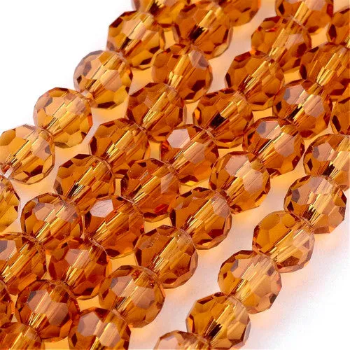 Crystal Glass Beads, Austrian Crystal, Round, Faceted, Goldenrod, 6mm