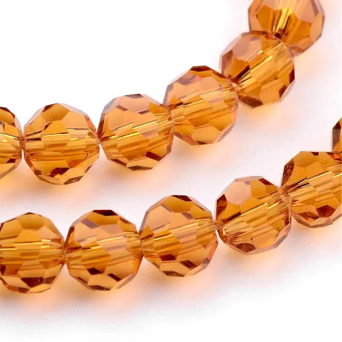 Crystal Glass Beads, Austrian Crystal, Round, Faceted, Goldenrod, 6mm