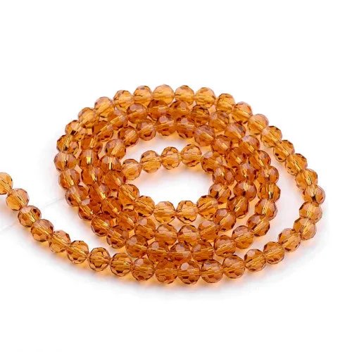 Crystal Glass Beads, Austrian Crystal, Round, Faceted, Goldenrod, 6mm